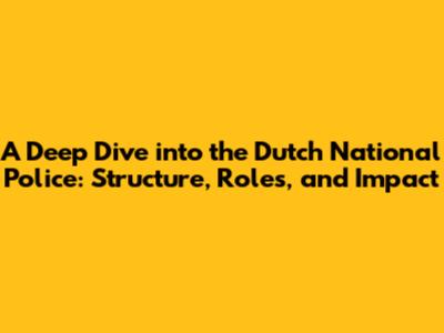 A Deep Dive into the Dutch National Police: Structure, Roles, and Impact