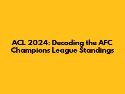 ACL 2024: Decoding the AFC Champions League Standings
