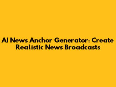AI News Anchor Generator: Create Realistic News Broadcasts