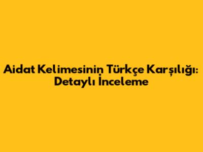 Aidat Kelimesinin Türkçe Karşılığı: Detaylı İnceleme
