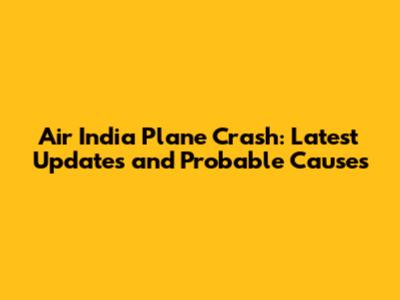 Air India Plane Crash: Latest Updates and Probable Causes