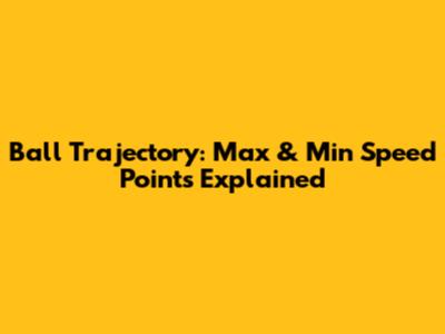 Ball Trajectory: Max & Min Speed Points Explained