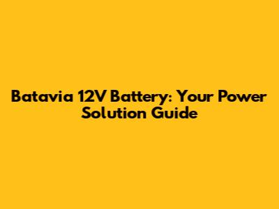 Batavia 12V Battery: Your Power Solution Guide