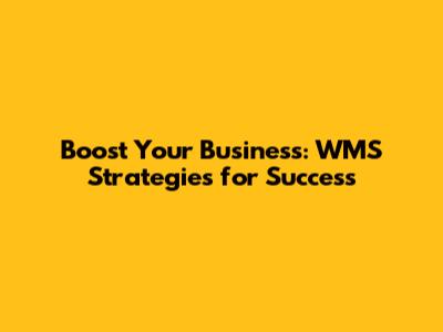 Boost Your Business: WMS Strategies for Success