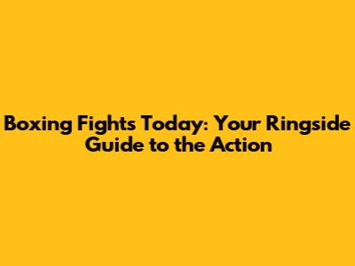 Boxing Fights Today: Your Ringside Guide to the Action