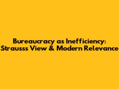 Bureaucracy as Inefficiency: Strauss's View & Modern Relevance