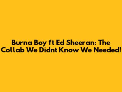 Burna Boy ft Ed Sheeran: The Collab We Didn't Know We Needed!