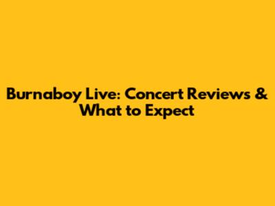 Burnaboy Live: Concert Reviews & What to Expect
