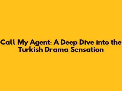 Call My Agent: A Deep Dive into the Turkish Drama Sensation