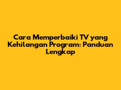 Cara Memperbaiki TV yang Kehilangan Program: Panduan Lengkap
