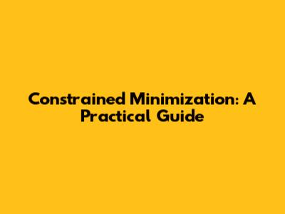 Constrained Minimization: A Practical Guide
