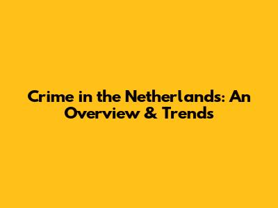 Crime in the Netherlands: An Overview & Trends