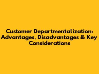 Customer Departmentalization: Advantages, Disadvantages & Key Considerations
