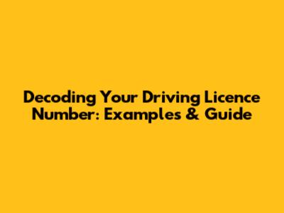 Decoding Your Driving Licence Number: Examples & Guide