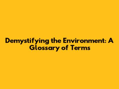 Demystifying the Environment: A Glossary of Terms