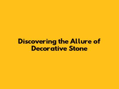 Discovering the Allure of Decorative Stone
