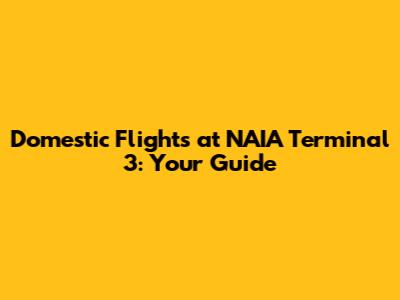 Domestic Flights at NAIA Terminal 3: Your Guide