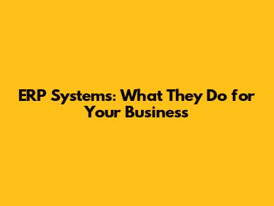 ERP Systems: What They Do for Your Business