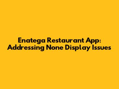 Enatega Restaurant App: Addressing 'None' Display Issues