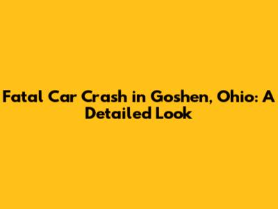 Fatal Car Crash in Goshen, Ohio: A Detailed Look