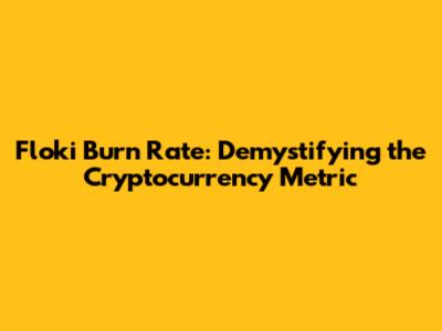 Floki Burn Rate: Demystifying the Cryptocurrency Metric