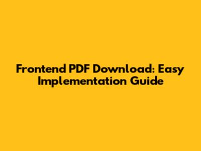 Frontend PDF Download: Easy Implementation Guide