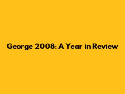 George 2008: A Year in Review