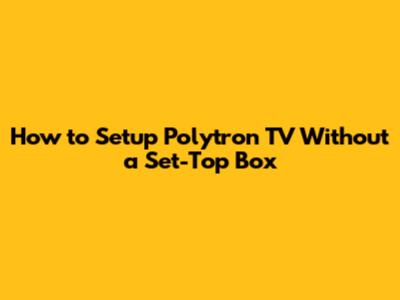 How to Setup Polytron TV Without a Set-Top Box
