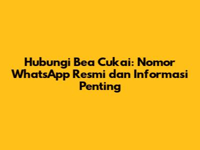 Hubungi Bea Cukai: Nomor WhatsApp Resmi dan Informasi Penting