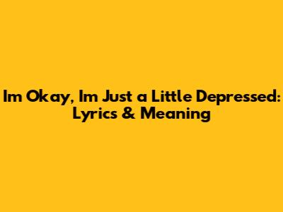 I'm Okay, I'm Just a Little Depressed: Lyrics & Meaning