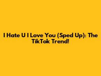 I Hate U I Love You (Sped Up): The TikTok Trend!