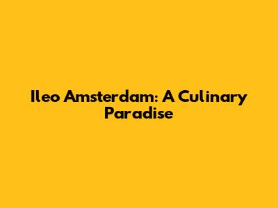 Ileo Amsterdam: A Culinary Paradise
