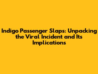 Indigo Passenger Slaps: Unpacking the Viral Incident and Its Implications