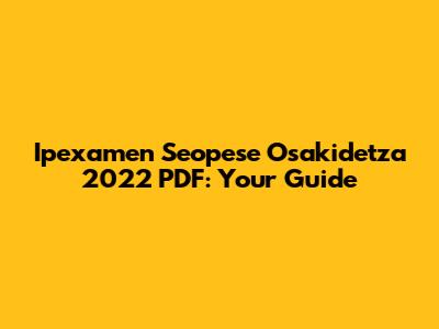 Ipexamen Seopese Osakidetza 2022 PDF: Your Guide