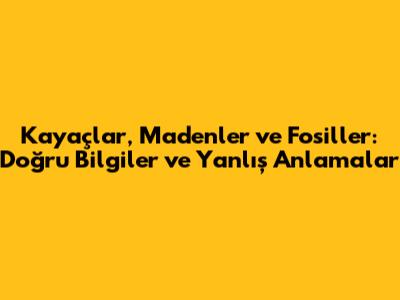 Kayaçlar, Madenler ve Fosiller: Doğru Bilgiler ve Yanlış Anlamalar