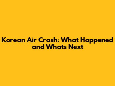 Korean Air Crash: What Happened and What's Next