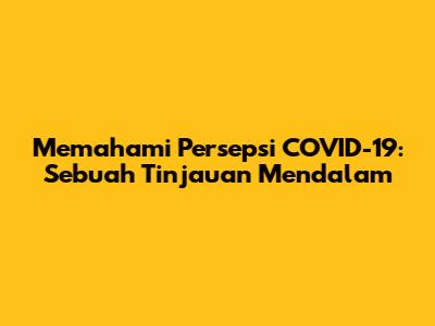 Memahami Persepsi COVID-19: Sebuah Tinjauan Mendalam