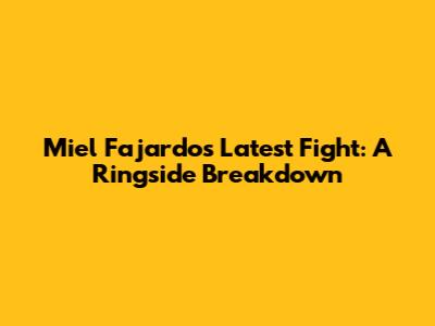 Miel Fajardo's Latest Fight: A Ringside Breakdown