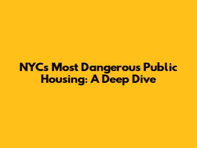 NYC's Most Dangerous Public Housing: A Deep Dive