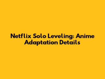 Netflix Solo Leveling: Anime Adaptation Details