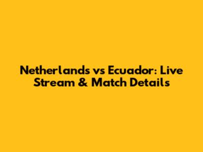 Netherlands vs Ecuador: Live Stream & Match Details