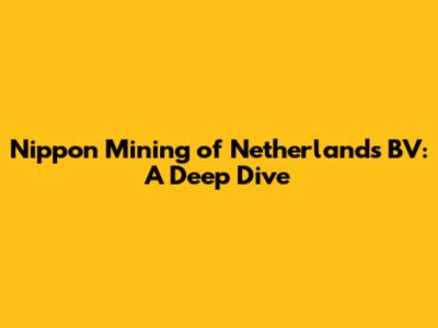 Nippon Mining of Netherlands BV: A Deep Dive
