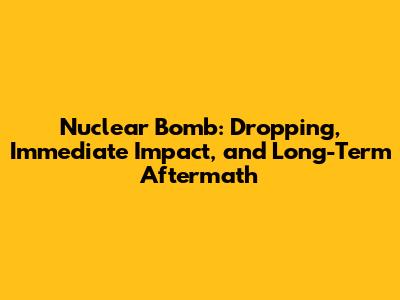 Nuclear Bomb: Dropping, Immediate Impact, and Long-Term Aftermath