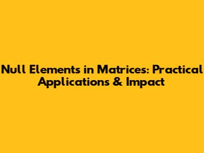 Null Elements in Matrices: Practical Applications & Impact