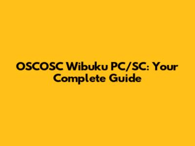 OSCOSC Wibuku PC/SC: Your Complete Guide