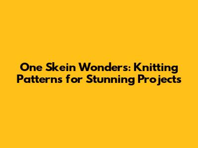 One Skein Wonders: Knitting Patterns for Stunning Projects