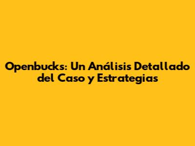 Openbucks: Un Análisis Detallado del Caso y Estrategias