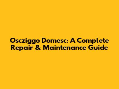 Oscziggo Domesc: A Complete Repair & Maintenance Guide