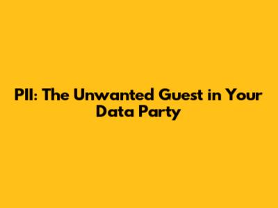 PII: The Unwanted Guest in Your Data Party