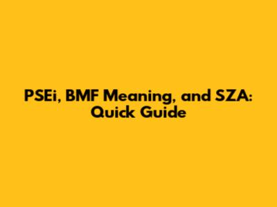 PSEi, BMF Meaning, and SZA: Quick Guide